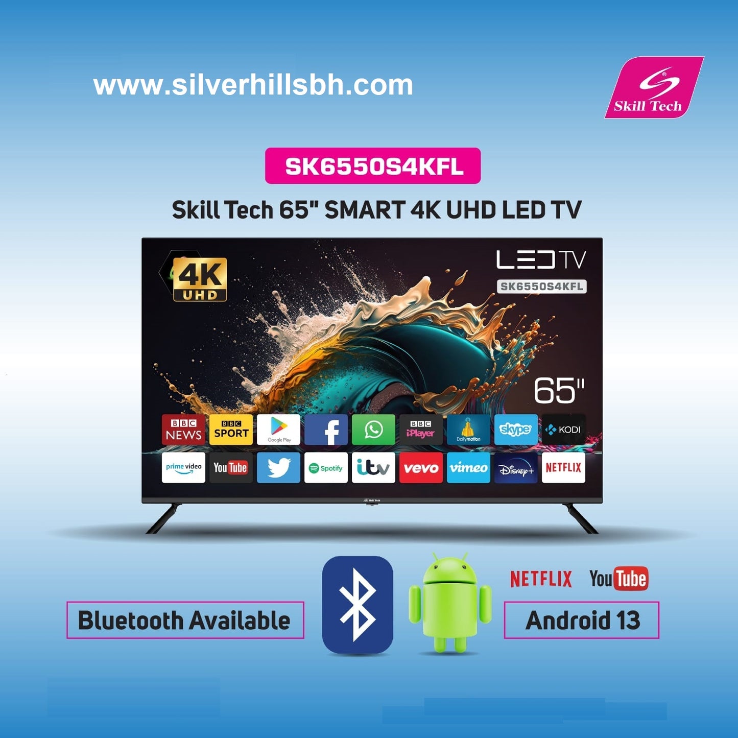 Skill Tech 65 Inch Smart TV - SK6550S4KFL
